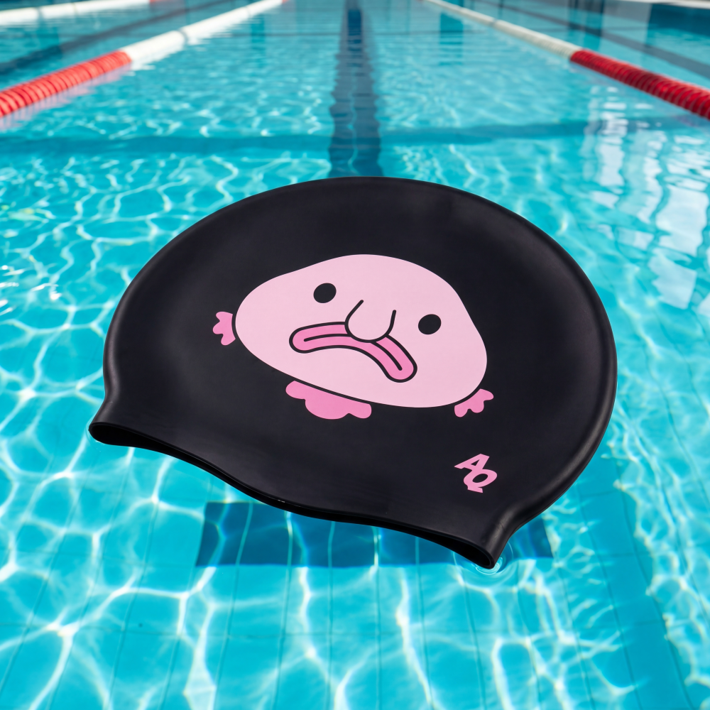 Blob Fish Silicone Swim Hat - Black