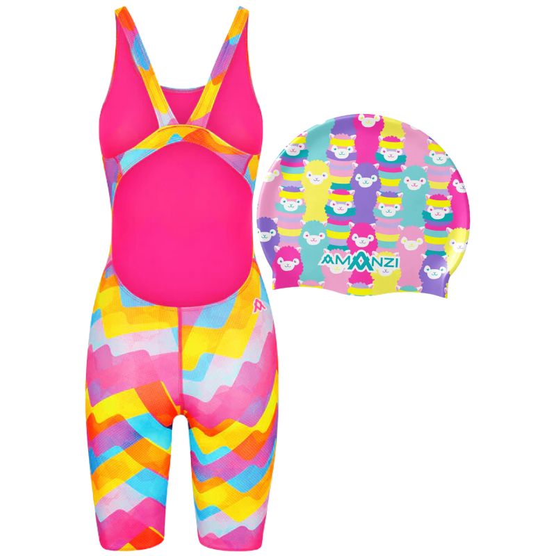 Amanzi - Prism Pulse Girls Kneelength & Alpacapellas Swim Cap