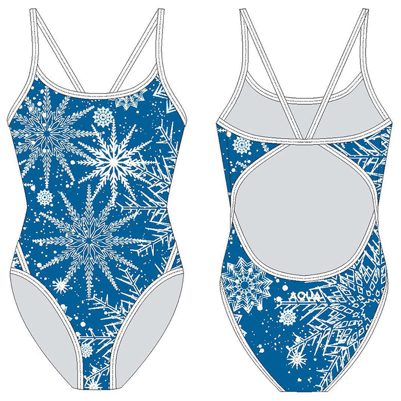 AQUA - Xmas Girls Thin Strap One Piece - Blue