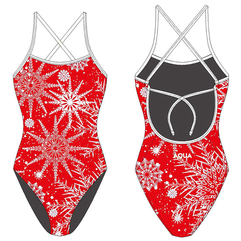 AQUA - Xmas Girls Tie Back One Piece - Red