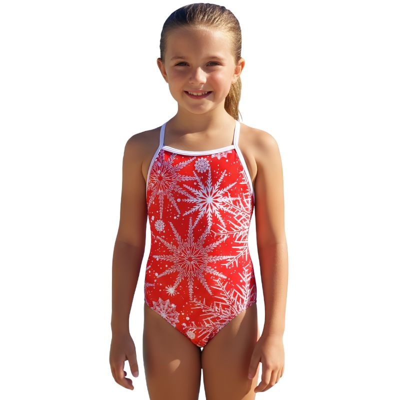 AQUA - Xmas Girls Tie Back One Piece - Red