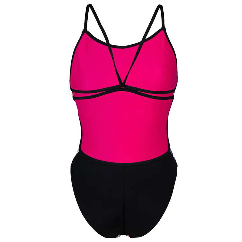 Arena - Circle Stripe Lace Back Ladies Swimsuit - Black/Multi