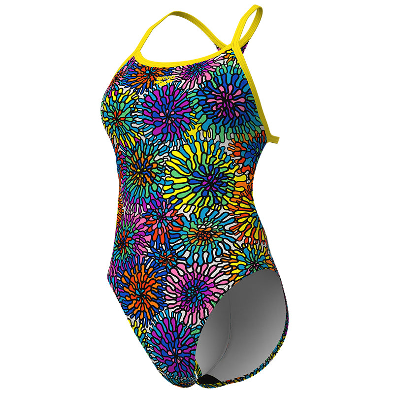 Arena - Garden Booster Back Ladies Swimsuit - Black Multi/Yellow Star