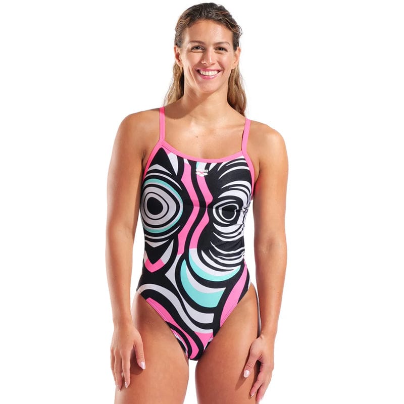 Arena - Illusion Challenge Back Ladies Swimsuit - Black/Pink