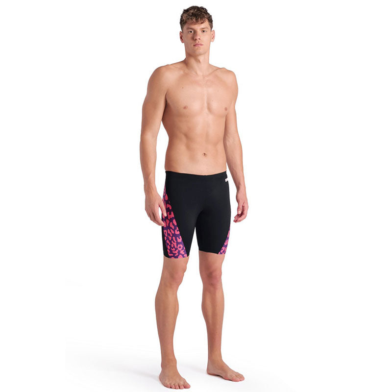 Arena - Leopard Skin Men's Jammer - Black/Pink