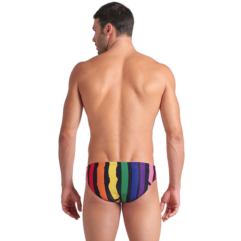 Arena - Let It Beat Painters Stripe Men's Swim Brief - Black/Multi