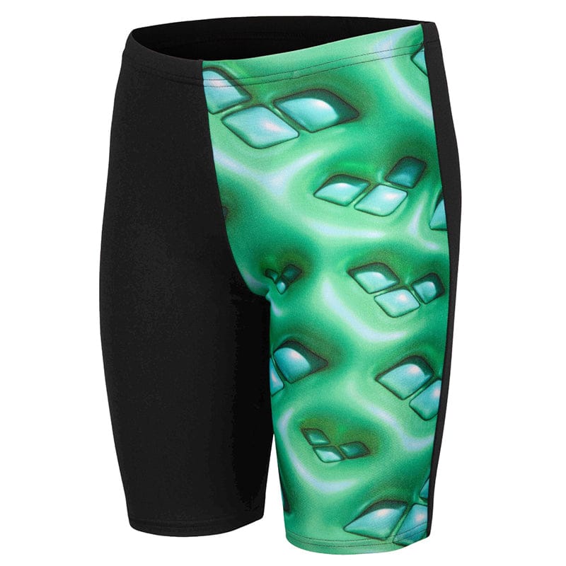 Arena - Logo Graphic Foam Boy's Jammer - Black/Soft Green