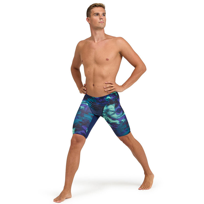 Arena - Men’s Hero Camo Print Swim Jammer - Navy/Green Lake Multi