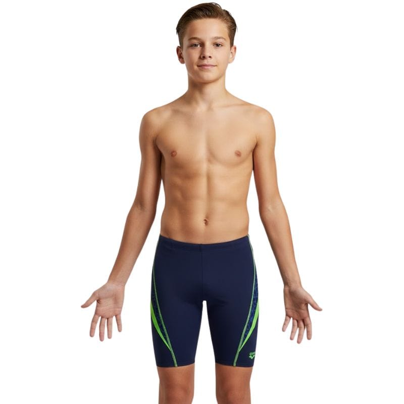 Arena - Microcarbonite Junior Jammers - Navy Blue/Green Leaf