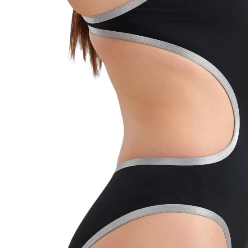Arena - One BigLogo Sporty Back Ladies Swimsuit - Black-Silver