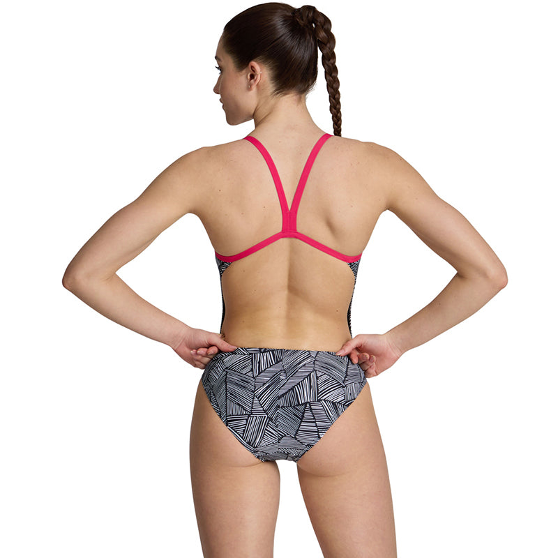 Arena - Overview Ladies Challenge Back Swimsuit - Rose-White/Multi