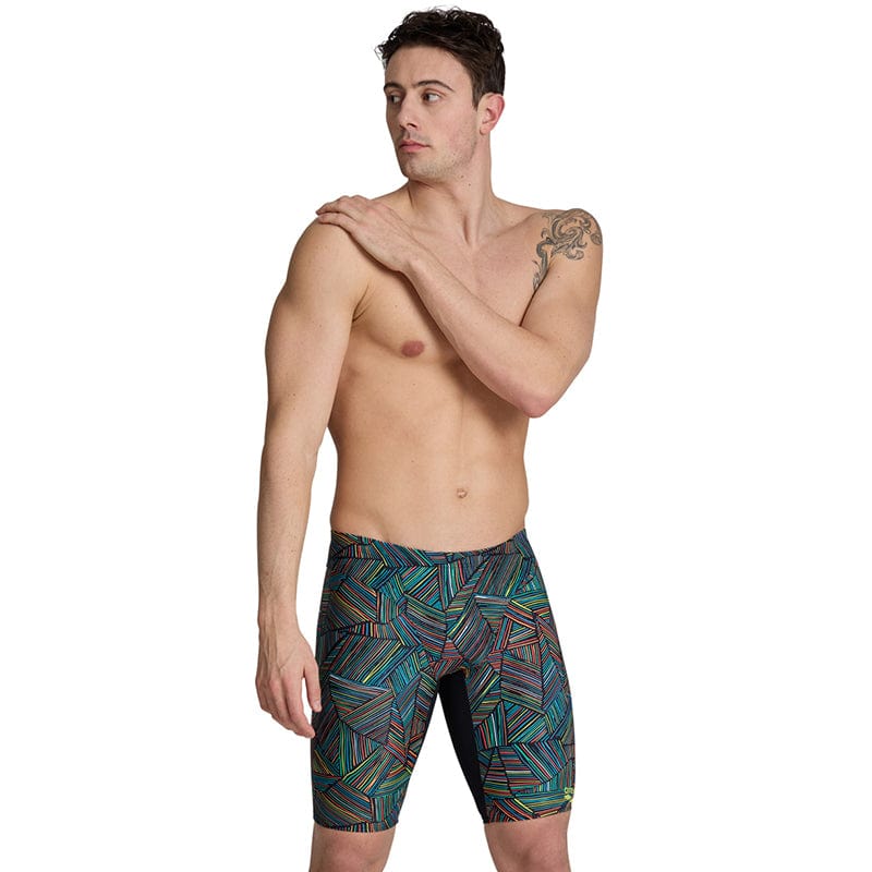 Arena Overview Men’s Swim Jammer Black/Multi Aqua Swim Supplies
