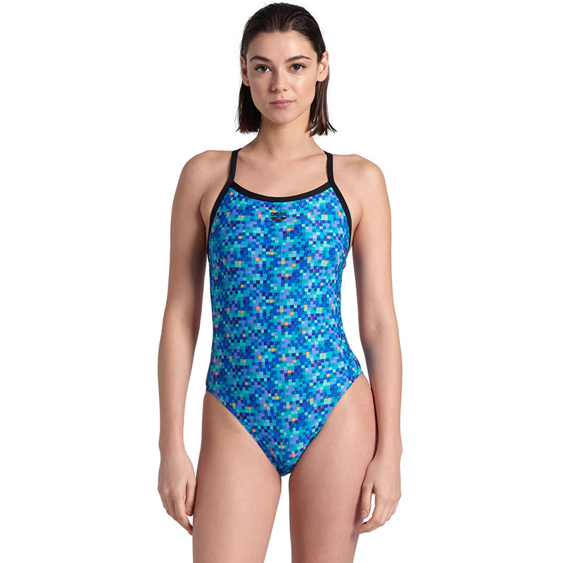 Arena Pooltiles Challenge Back Ladies Swimsuit Black/Blue
