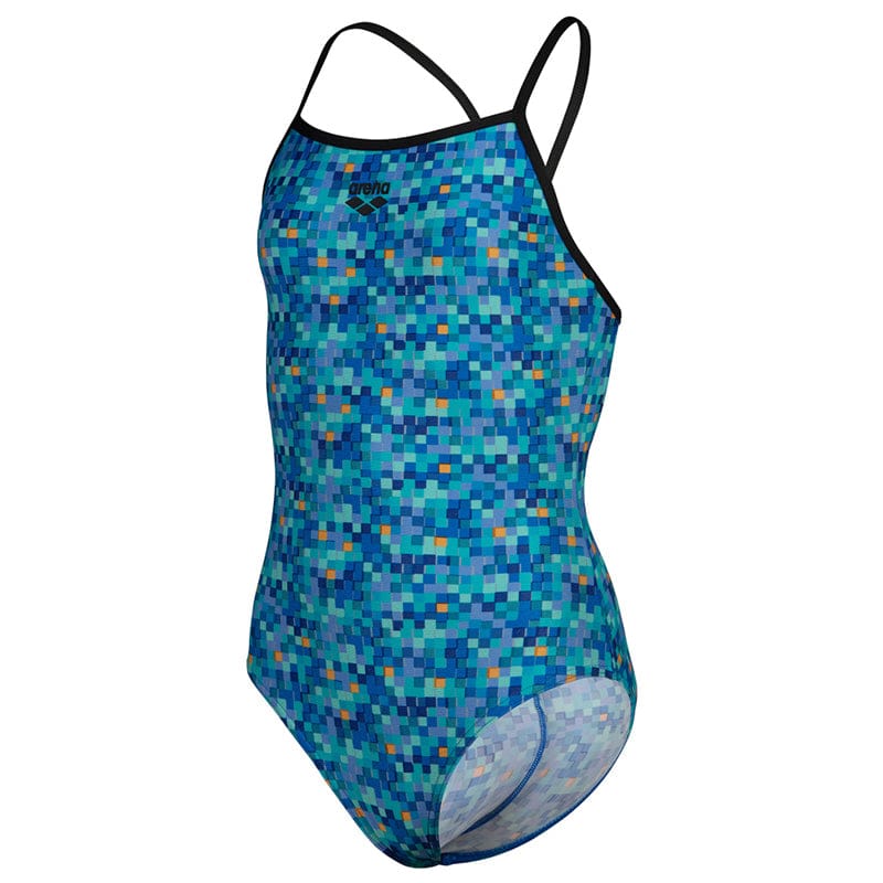 Arena - Pooltiles Lightdrop Back Girls Swimsuit - Black/Blue Multi