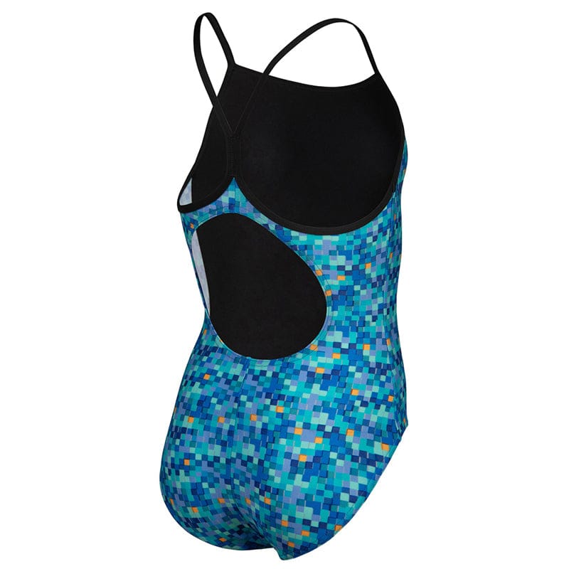 Arena - Pooltiles Lightdrop Back Girls Swimsuit - Black/Blue Multi