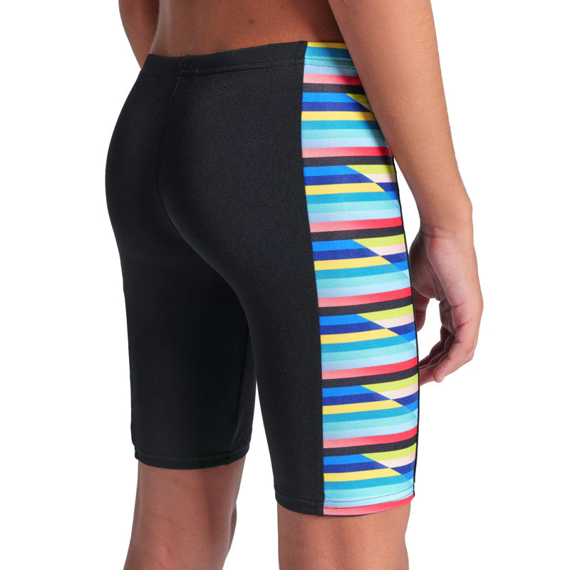 Arena - Racing Stripe Boy's Jammer - Black-Multi