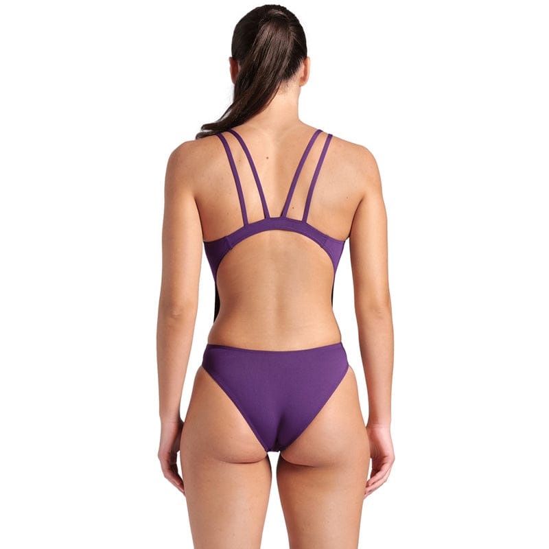 Arena - Solid Swim Tech Multi Back Ladies Swimsuit - Plum-White