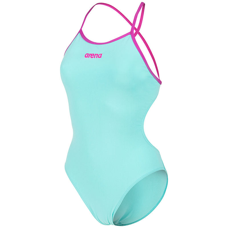 Arena - Solid Tie Back Ladies Swimsuit - Water/Fuchsia