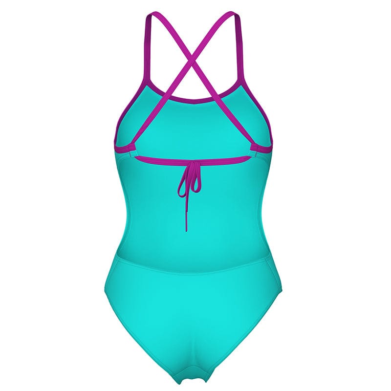 Arena - Solid Tie Back Ladies Swimsuit - Water/Fuchsia