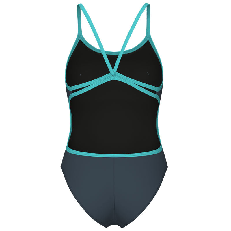 Arena - Team Solid Lace Back Ladies Swimsuit - Asphalt/Water