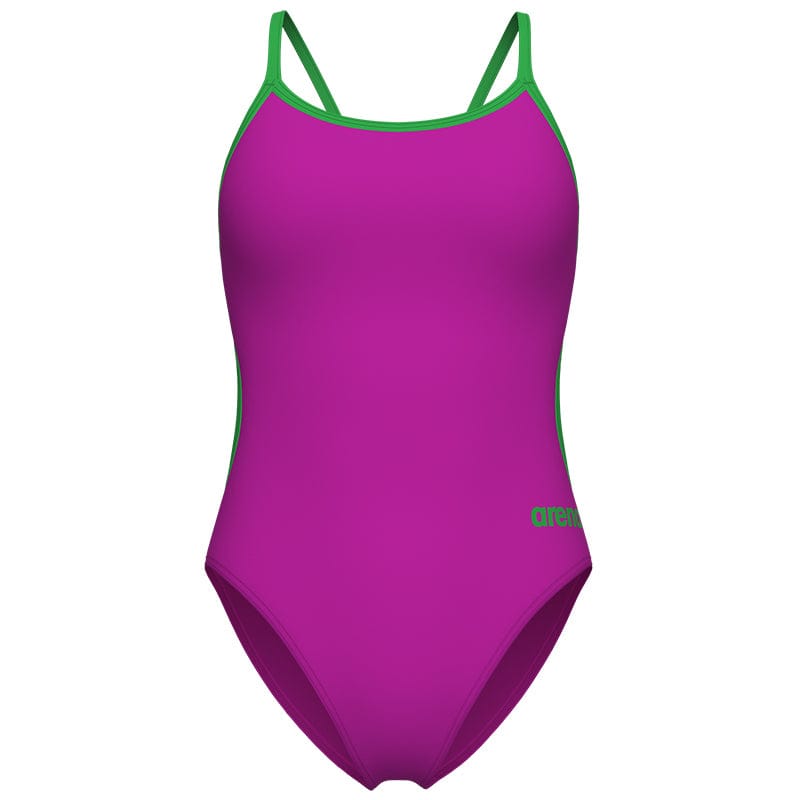 Arena - Team Solid Lace Back Ladies Swimsuit - Fuchsia/Green