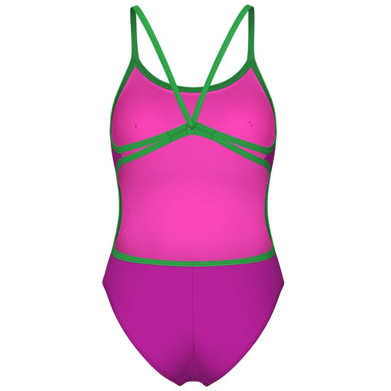 Arena - Team Solid Lace Back Ladies Swimsuit - Fuchsia/Green
