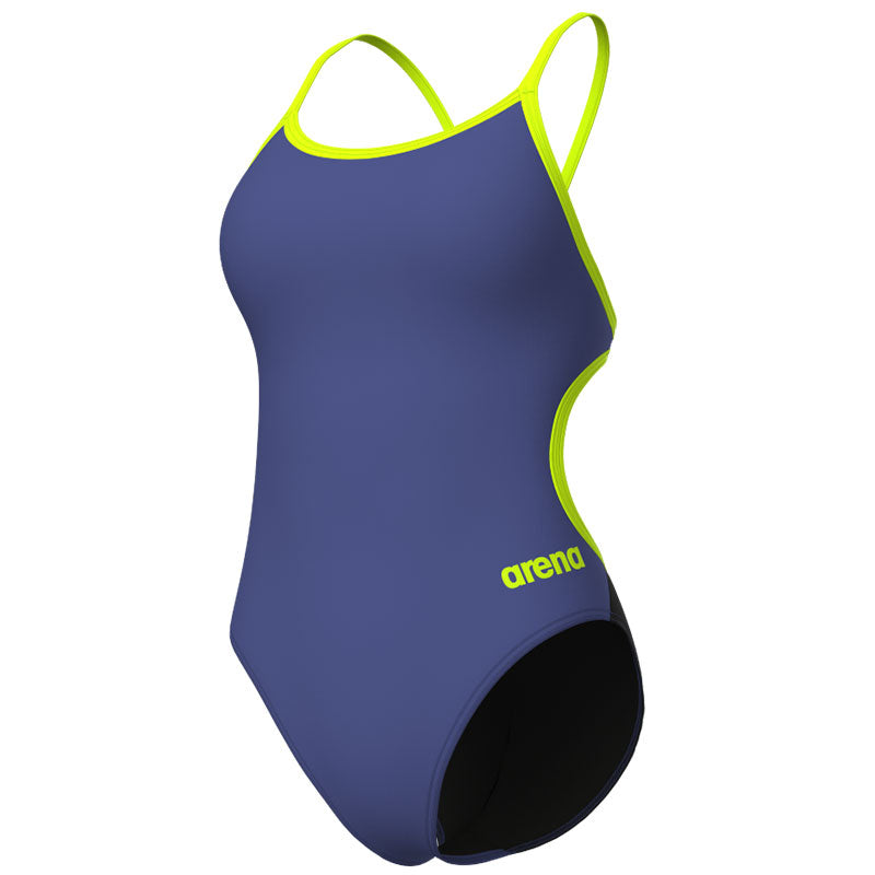 Arena - Team Solid Lace Back Ladies Swimsuit - Future Dusk/Black/Artic Lime