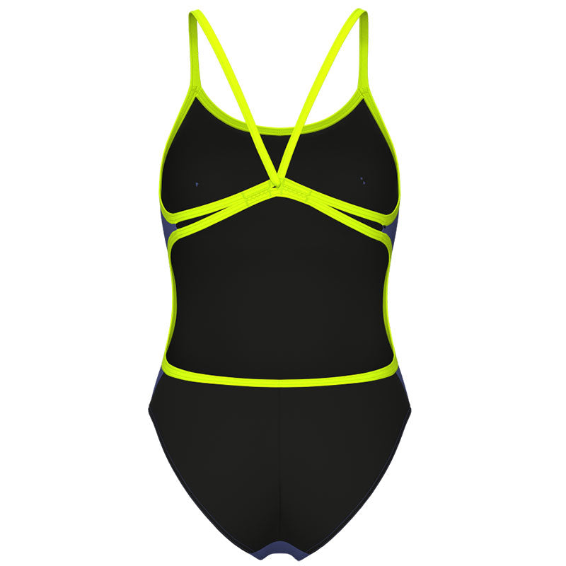 Arena - Team Solid Lace Back Ladies Swimsuit - Future Dusk/Black/Artic Lime
