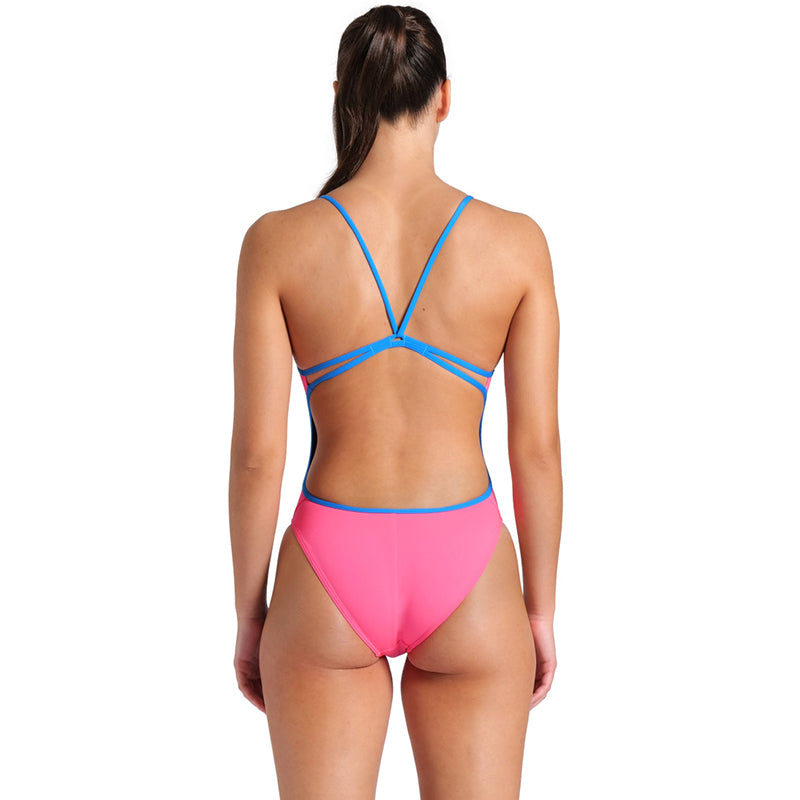 Arena - Team Solid Lace Back Ladies Swimsuit - Pink/Blue