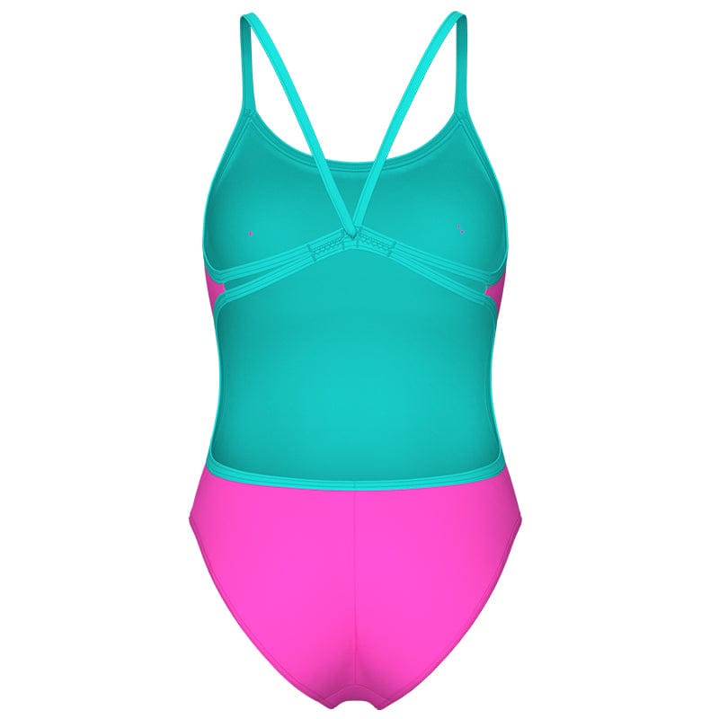 Arena - Team Solid Lace Back Ladies Swimsuit - Pink/Water