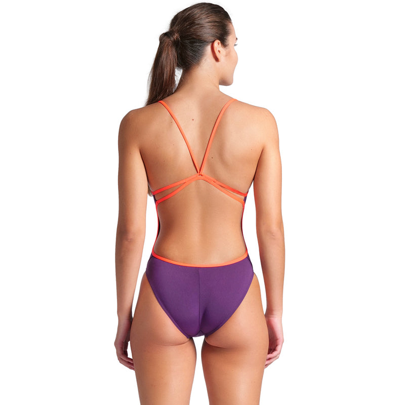 Arena - Team Solid Lace Back Ladies Swimsuit - Plum/Coral