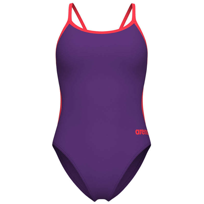 Arena - Team Solid Lace Back Ladies Swimsuit - Plum/Coral