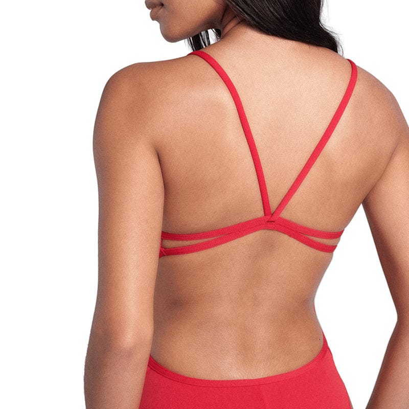 Arena - Team Solid Lace Back Ladies Swimsuit - Red/White