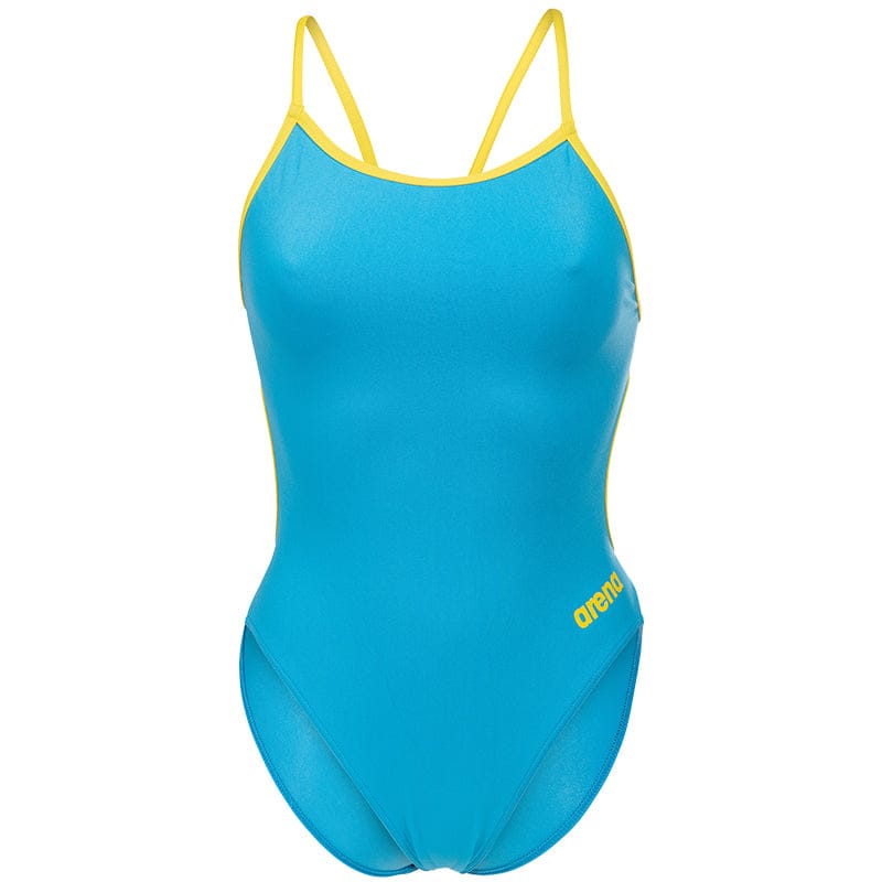 Arena - Team Solid Lace Back Ladies Swimsuit - Turquoise/Yellow