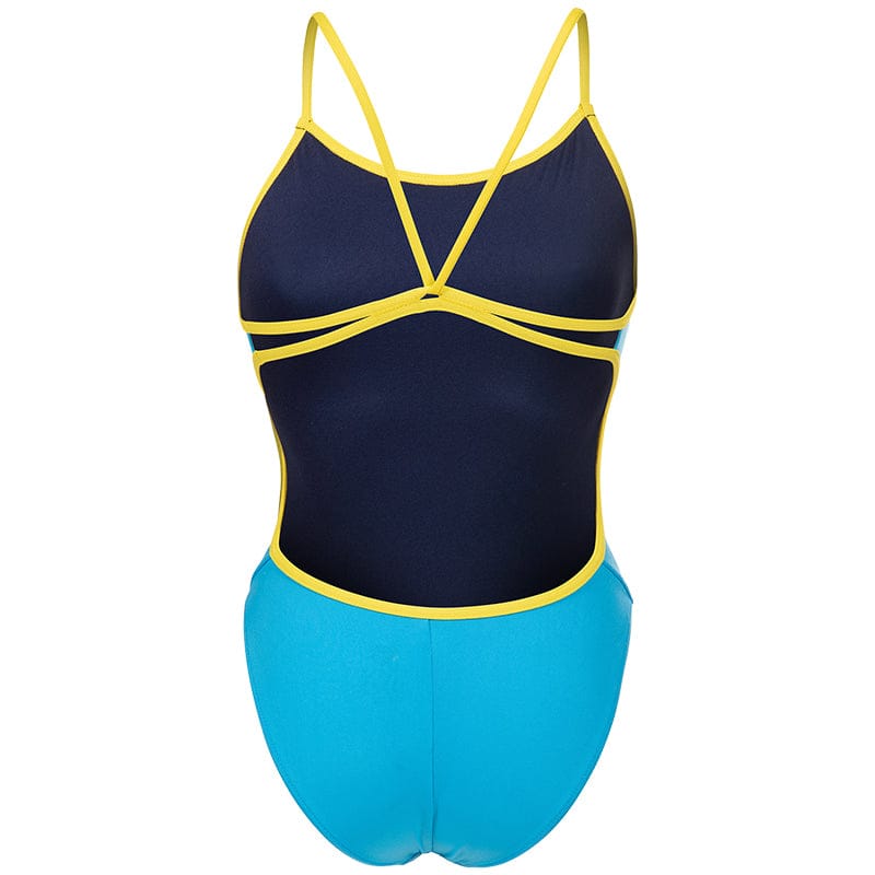 Arena - Team Solid Lace Back Ladies Swimsuit - Turquoise/Yellow