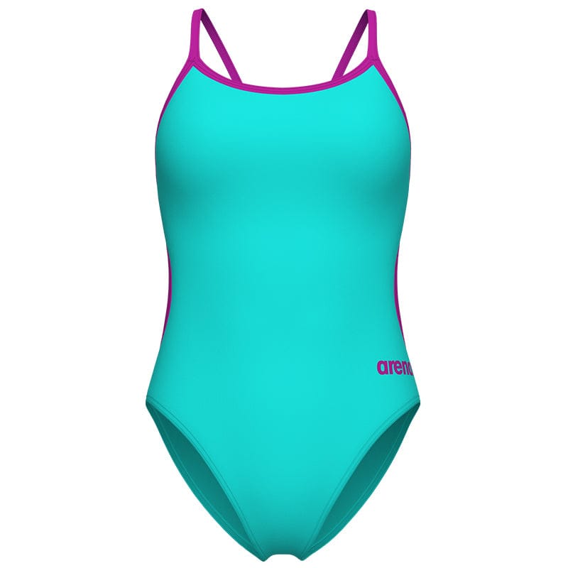 Arena - Team Solid Lace Back Ladies Swimsuit - Water/Fuchsia