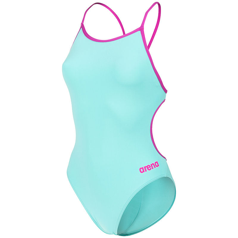 Arena - Team Solid Lace Back Ladies Swimsuit - Water/Fuchsia