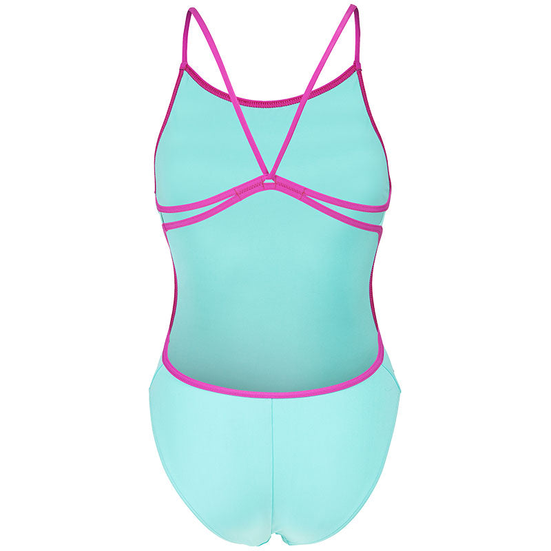 Arena - Team Solid Lace Back Ladies Swimsuit - Water/Fuchsia