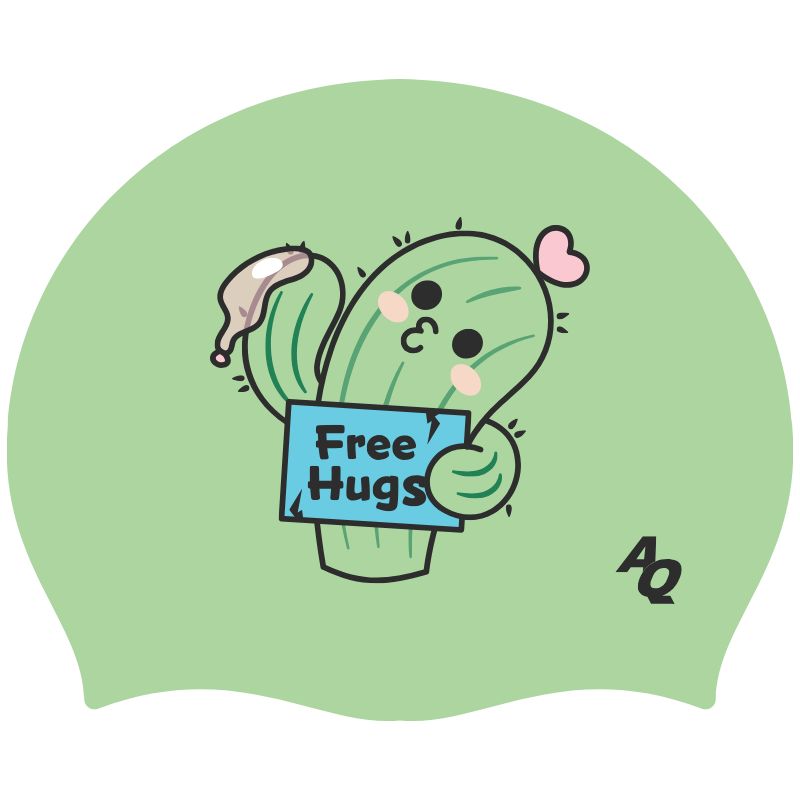 Free Hugs Silicone Swim Hat - Green