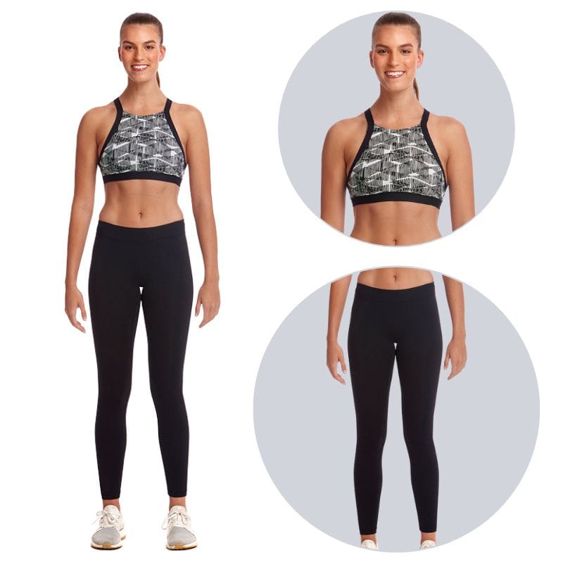 Funkita - Bar Tack High Neck Crop Top & Black Full Speed Full Length Tight