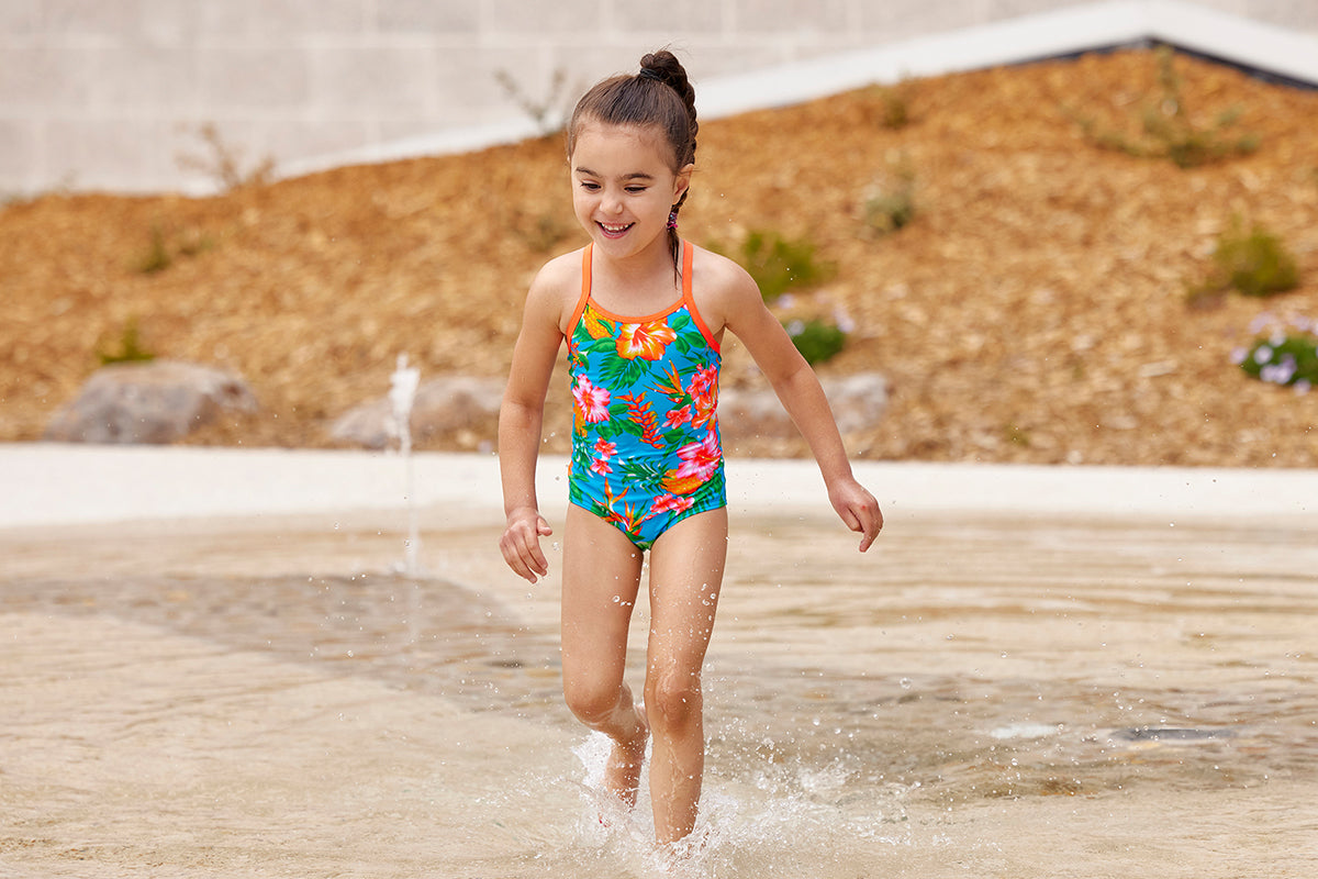 Funkita - Blue Hawaii - Toddler Girls Eco Printed One Piece