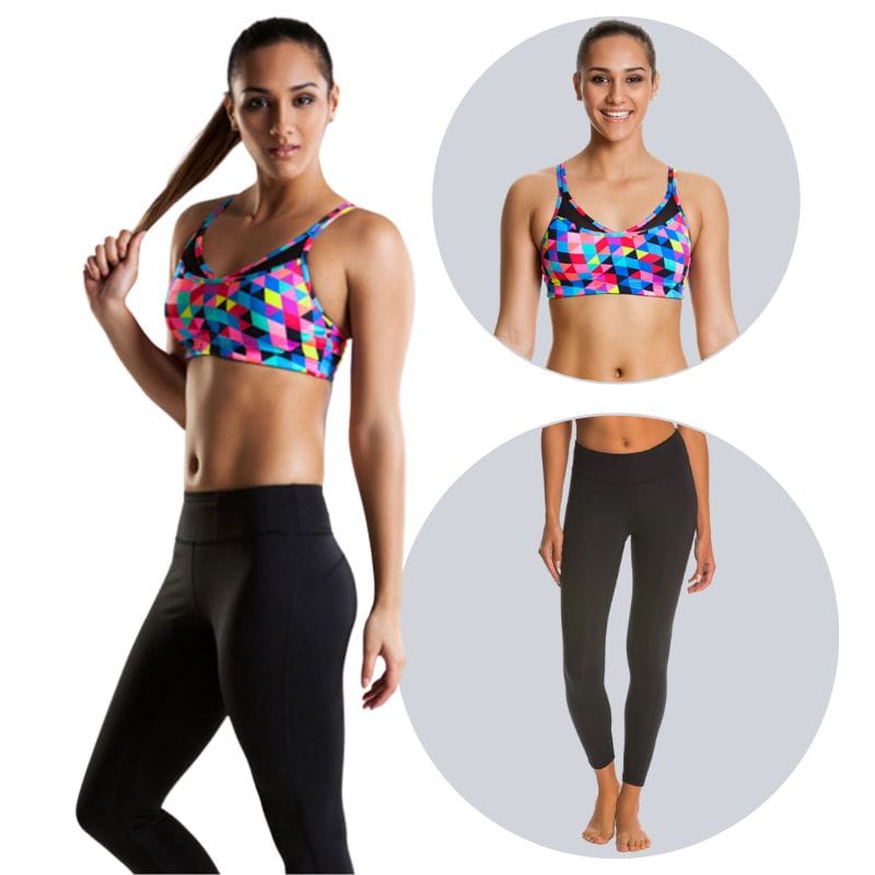 Funkita - Colour Card Strap In Sports Top & Black Electric Runner 7/8 Tight
