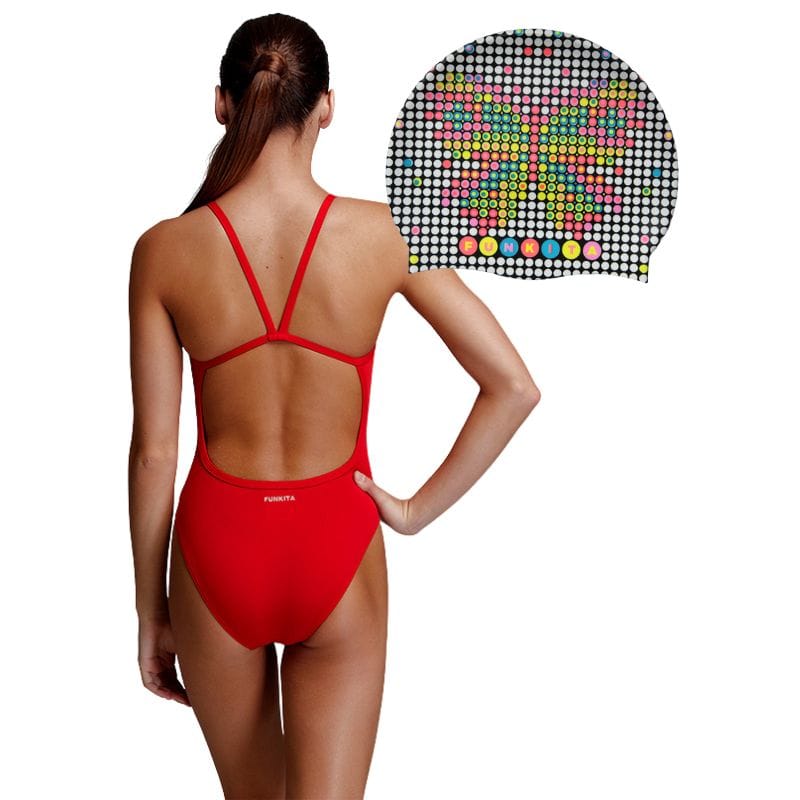 Funkita - Fire Girls Single Strap & Snow Flyer Swimming Cap