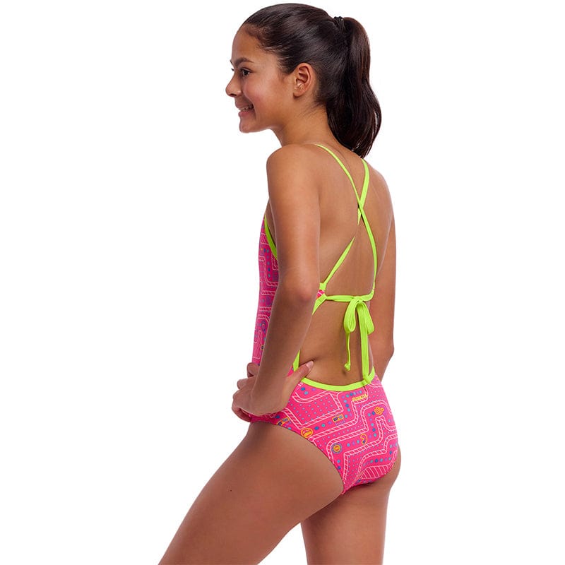 Funkita - Packed Pink - Girls Eco Tie Me Tight One Piece