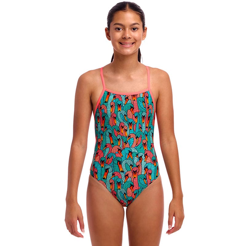 Funkita - Swan See Swan - Girls Eco Strapped In One Piece