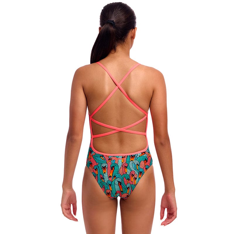Funkita - Swan See Swan - Girls Eco Strapped In One Piece