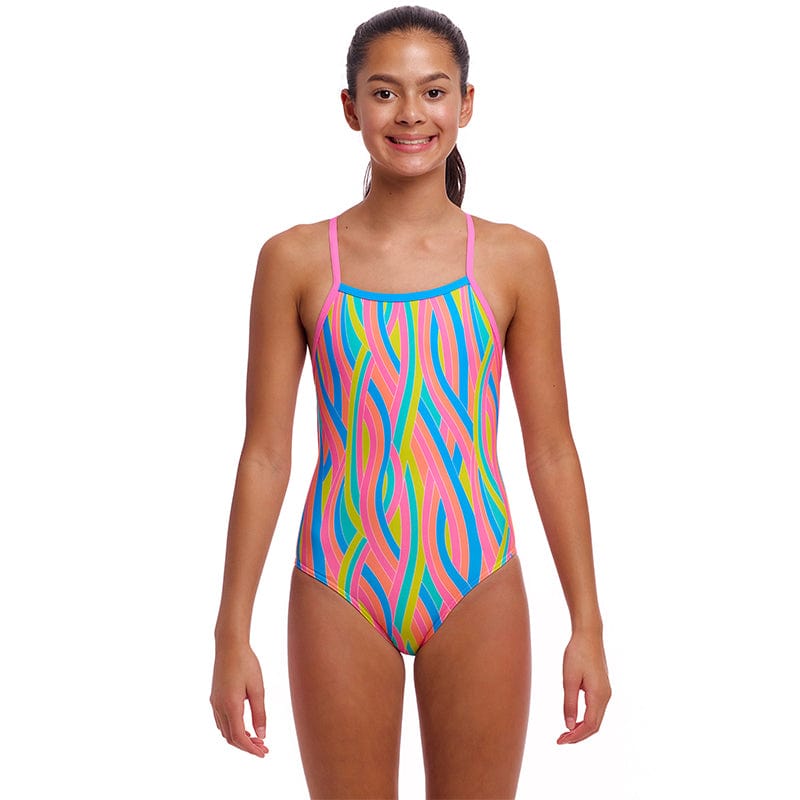 Funkita - Swirly Straws - Girls Eco Strapped In One Piece