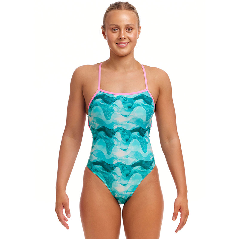 Funkita - Teal Wave - Ladies Eco Strapped In One Piece