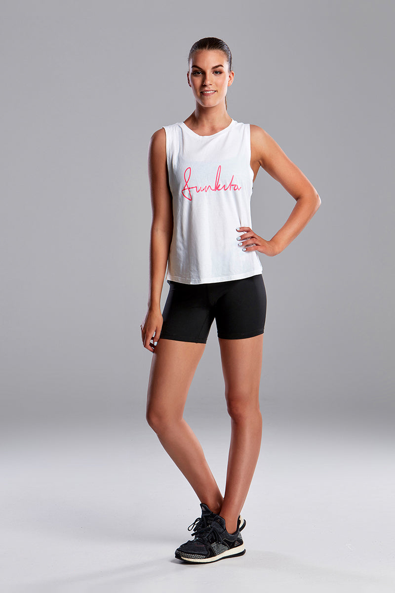 Funkita - White Scribble - Ladies Hank The Tank Top