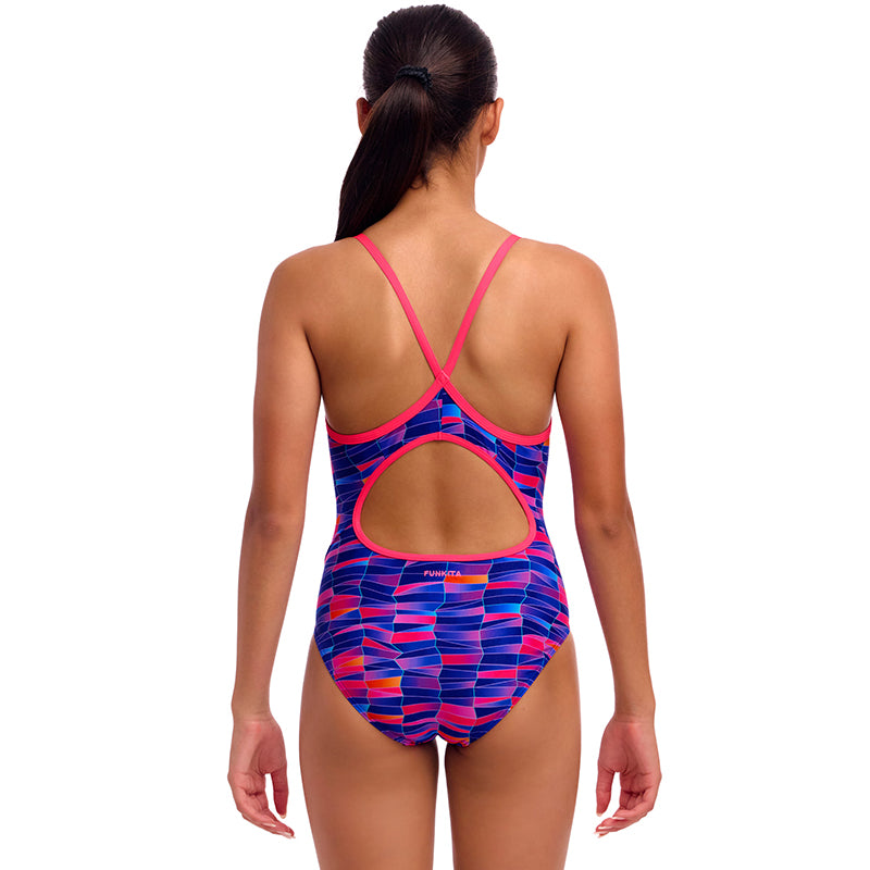 Funkita - Warped Waves - Girls Eco Diamond Back One Piece